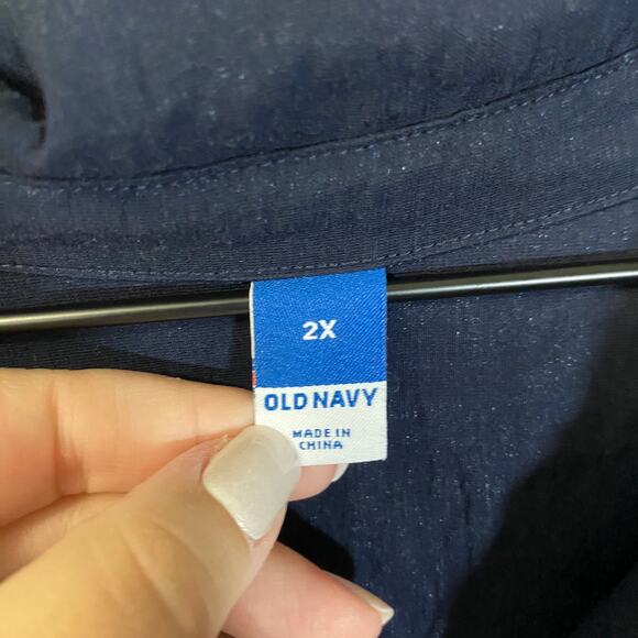 Old Navy Blue Short Sleeve Twist Front Cutout Midi Shirt Dress Linen Blend Sz 2X - Picture 5 of 13